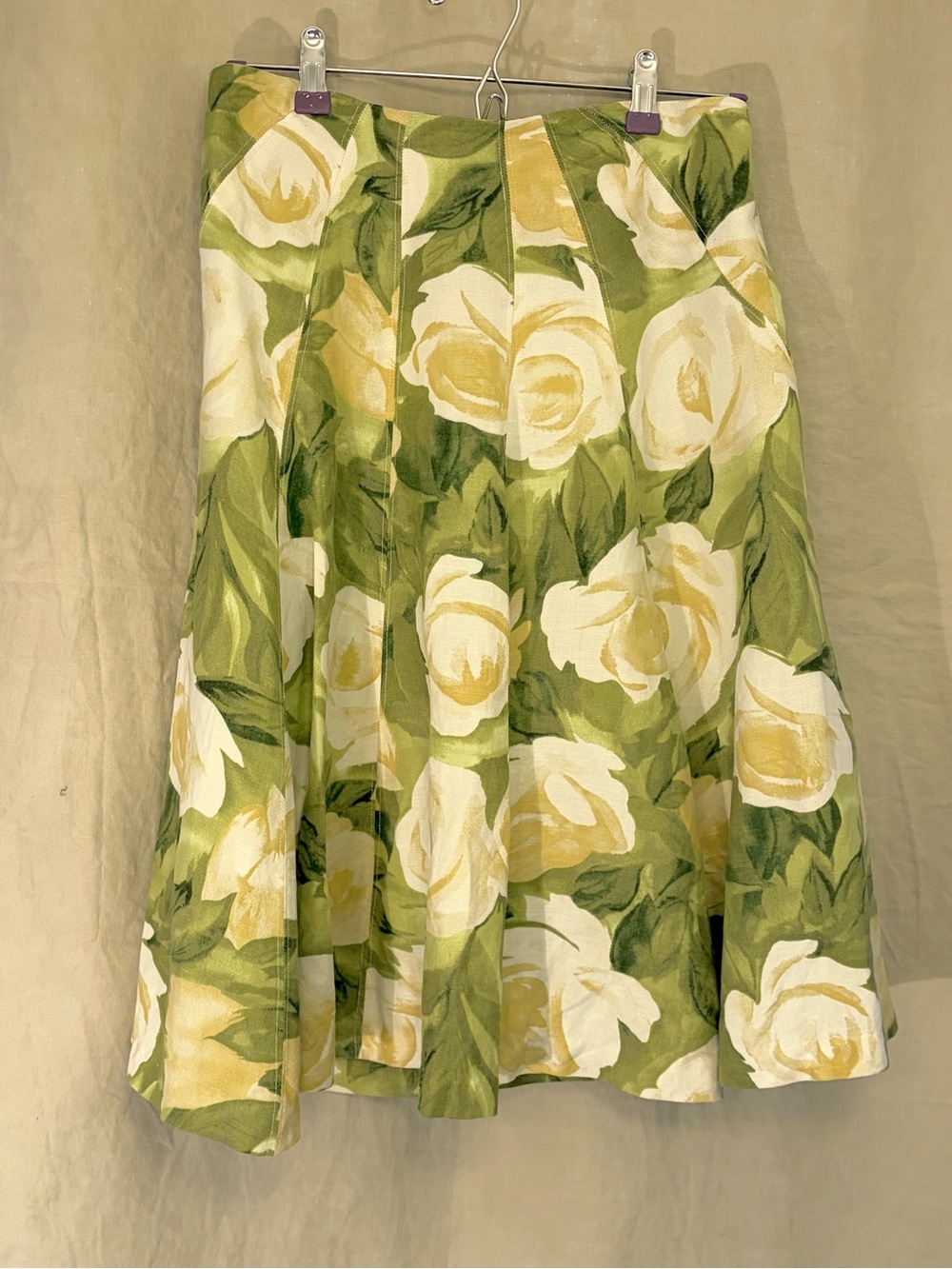 Premise Green and Cream Floral Circle Skirt